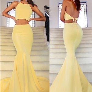 Yellow 2 Piece prom dress